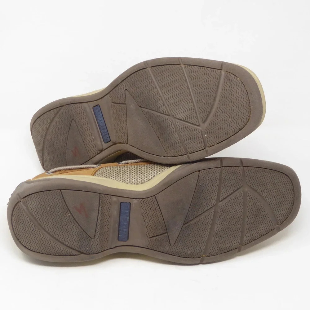 Sperry Mens Intrepid 2-Eye Boat Shoes Tan Leather Mesh STS21592 Size 11